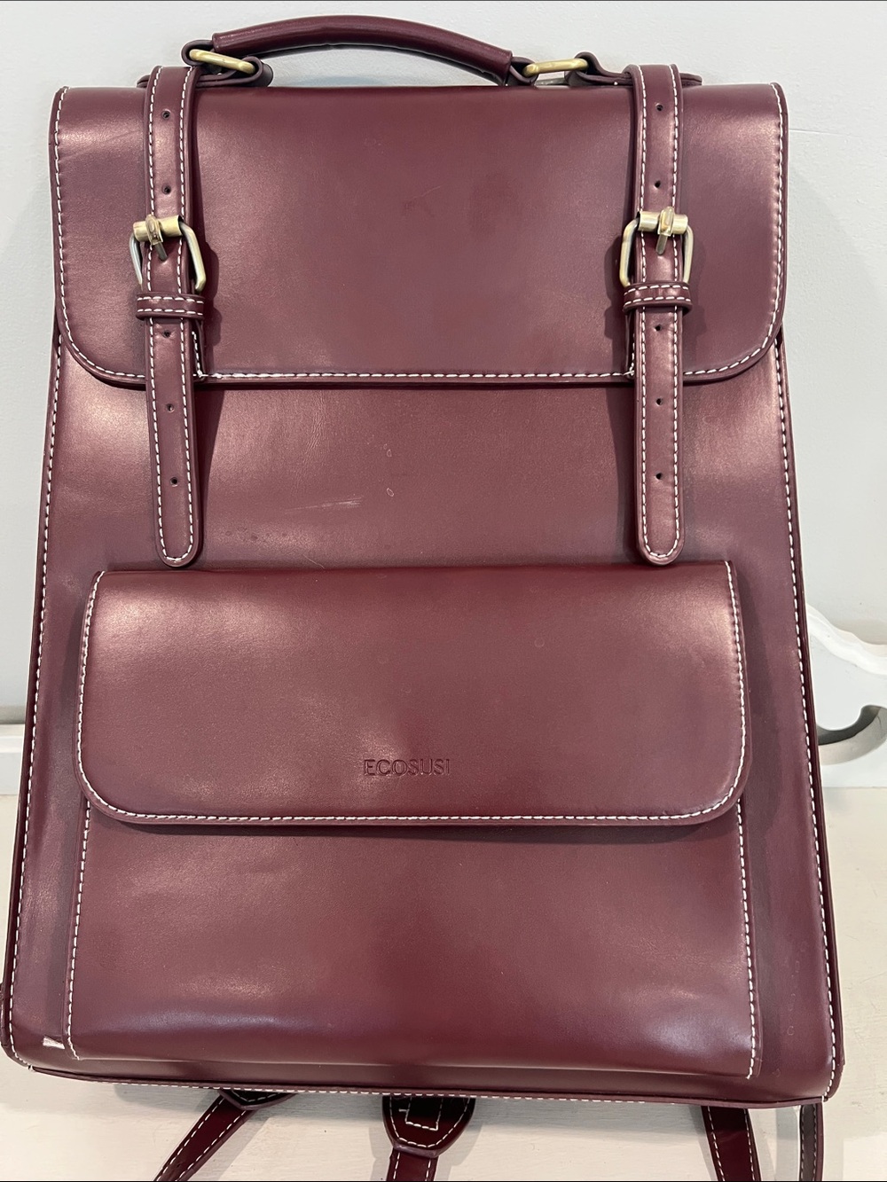 vintage ecosusi metro computer backpack ladies burgundy
